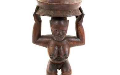 African Congo Songye Female Caryatid Prestige Bowl