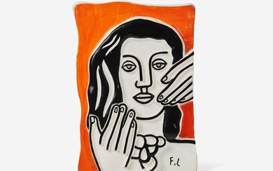 After Fernand Léger (French, 1881-1955) - Visage aux Deux Mains sur Fond Orange
