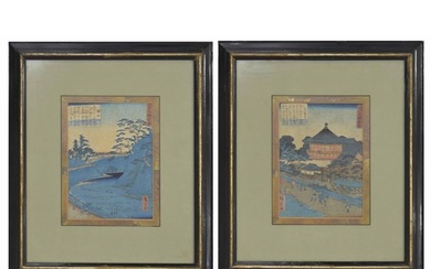 After Utagawa Hiroshige II (Japanese 1826-1869) - Pair of wo...