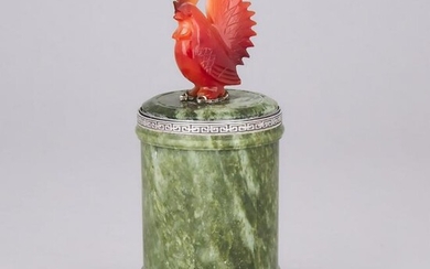 American Silver Mounted Carved Carnelian and Spinach