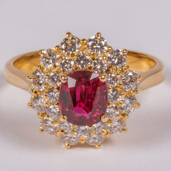 An 18kt Yellow Gold Ruby and Diamond Ring