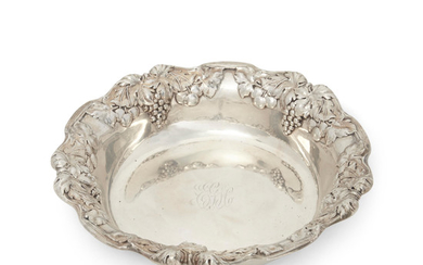 An American sterling silver bowl with applied grapevine border