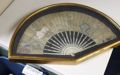 An Antique Chinese/Asian Hand Painted on Paper Fan