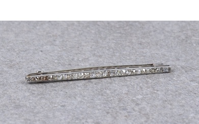 An Art Deco 18ct white gold and diamond bar brooch 1920s-30s...
