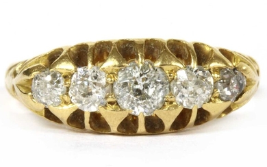 An Edwardian 18ct gold five stone diamond ring