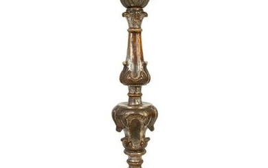 An Italian Giltwood Pricket Mounted as a Lamp Height 36
