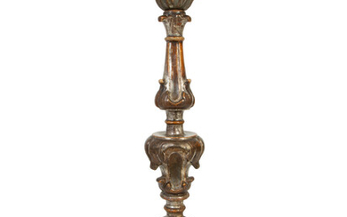 An Italian Giltwood Pricket Mounted as a Lamp