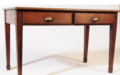 An early 20th century Edwardian oak wood writing desk table....