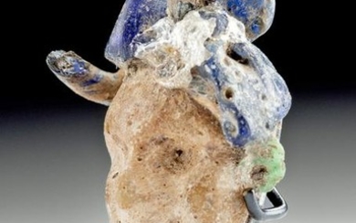Ancient Phoenician Stone Face Pendant w/ Glass