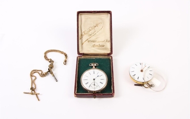 (-), Antiek uurwerk uit een Engels zakhorloge, zilveren...