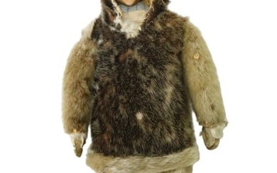 Antique Alaskan Inuit Hand Made Fur & Leather Doll