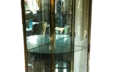 Antique English Gilt Brass & Glass Curio Cabinet
