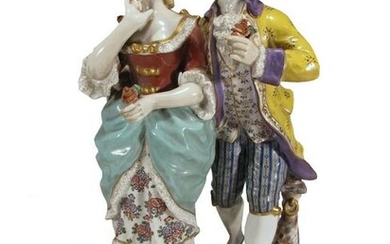 Antique French couple porcelain statue