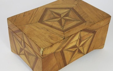 Antique Fruitwood Star Inlaid Trinket Box
