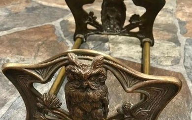 Antique H.L. Judd Art Nouveau Adjustable Owl Bookends