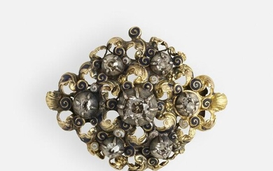 Antique diamond, gold, and silver brooch