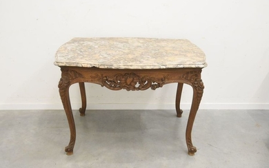 Antique game table with marble top (ht 78...
