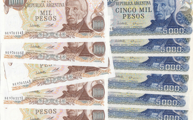 Argentina 1000 & 5000 pesos 1976,77 (12)
