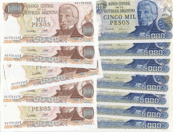 Argentina 1000 & 5000 pesos 1976,77 (12)