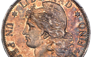 Argentina: , Republic Peso 1881 MS62 NGC,...
