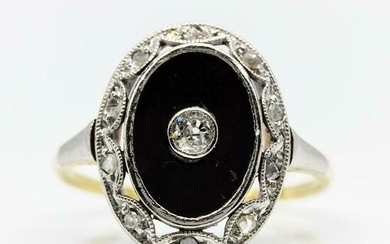 Art Deco 18k Gold & Platinum Diamond Ring