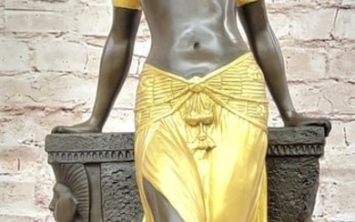 Art Deco Bronze Egyptian Girl Cleopatra Figure Sculpture Statue Original Art by Milo