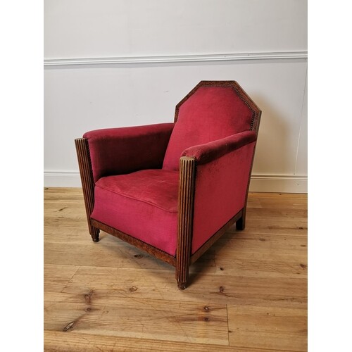 Art Deco walnut and upholstered club chair {84 cm H x 72 cm ...