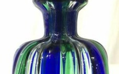 Art Glass Perfume Bottle W Stripe Detail