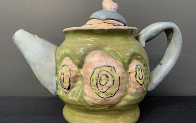 Art Pottery Whimsical Teapot, Signed