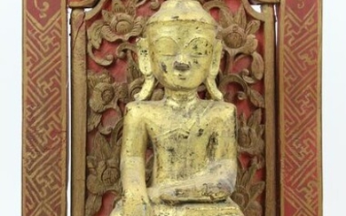 Asian Carved Gilt Wood Buddha Figure