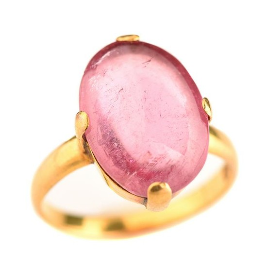 Asian Pink Tourmaline, 18k Yellow Gold Ring.