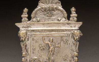 BAISER de PAIX en bronze argenté à décor en bas-relief d'une Ascension du Christ, dans...