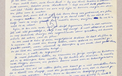 BOON, Louis Paul "Filmskript". Vrijdag 5 mei [1972] Handschrift, 4to: 1 p. "[...] Mijn oudste...