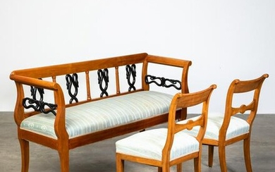 Biedermeier bench and 2 chairs