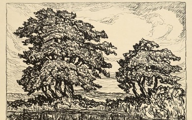 Birger Sandzen "Pool with Trees" (1923 Lithograph)