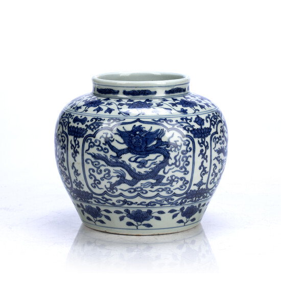 Blue and white jar