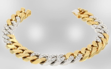 Bracelet: unusually heavy bicolor armored bracelet with diamonds,...