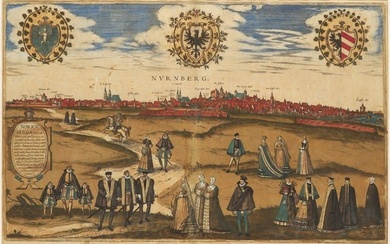 Braun, Georg u. Franz Hogenberg Nurnberg. Norenberg. Um 1580. Altkolorierter Kupferstich. Unter