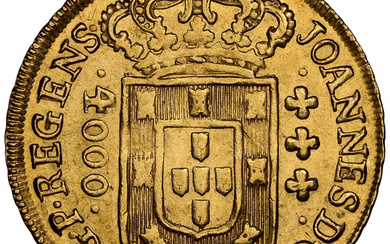Brazil: , João Prince Regent gold 4000 Reis 1809-(R) MS62 NGC,...
