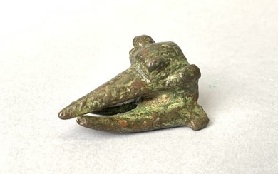 Bronze stilt-walker head. Length 4.8 cm. Roman period...