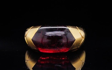Bvlgari Tronchetto 18K Yellow Gold and Pink Tourmaline Ring
