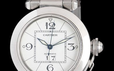 CARTIER, STAINLESS STEEL 'PASHA' WATCH