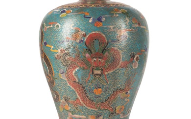 CHINESE MEIPING FORM CLOISONNE VASE, MARKED