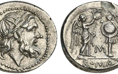 C/M series, Victoriatus, Sicily, ca. 211-208 BC; AR (g 3,24;...