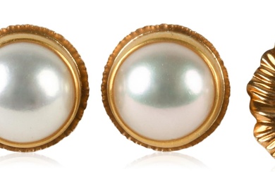 COLLECTION OF 14K YELLOW GOLD AND PEARL EARRINGS
