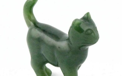 Canadian Nephrite Jade Curious Cat Carving