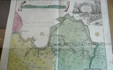 Canalis Ladogensis, anno 1750, map, Seutter Matthäus, old colour