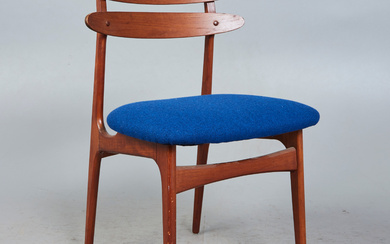 Chair/Dining room chair, teak, wool, 1960s, Denmark.