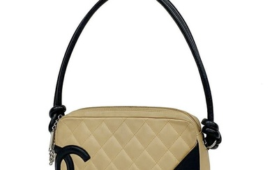 Chanel Handbag Cambon Lambskin Black Beige Ladies