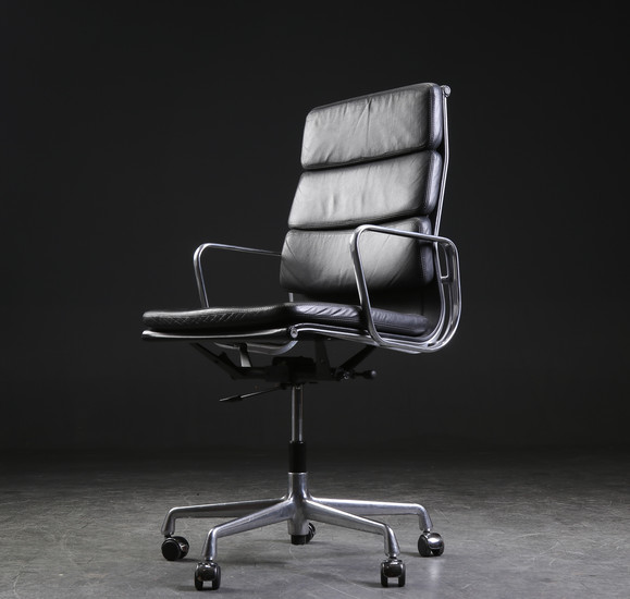 Charles Eames. Office chair EA 219, black leather